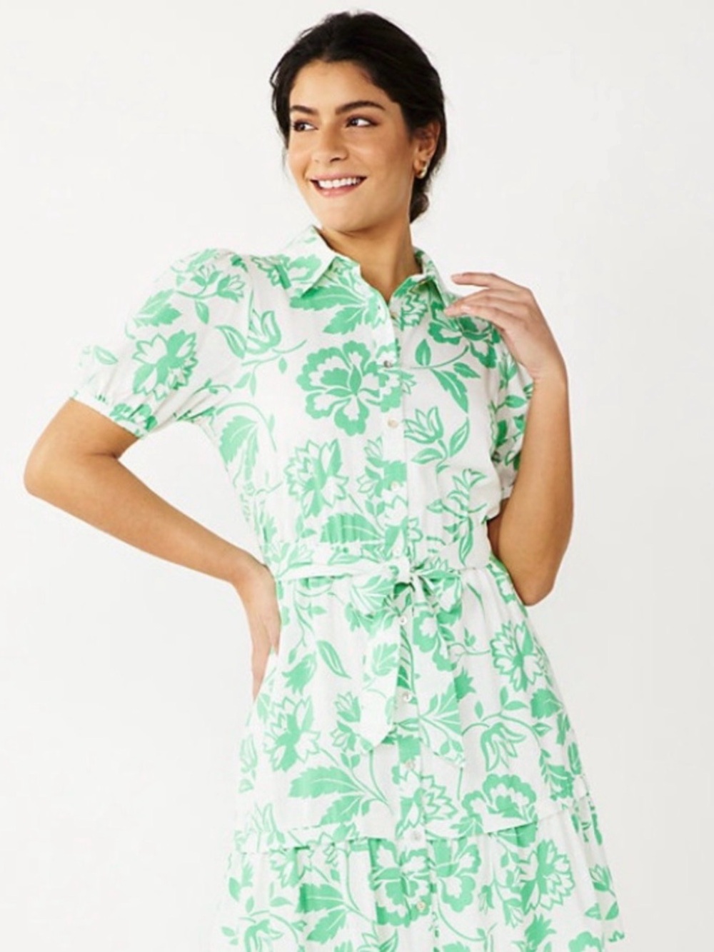 Draper James RSVP Women’s Linen Blend Puff Sleeve Tiered Dress!